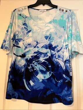 Calvin Klein Blue Floral Print Tunic Top